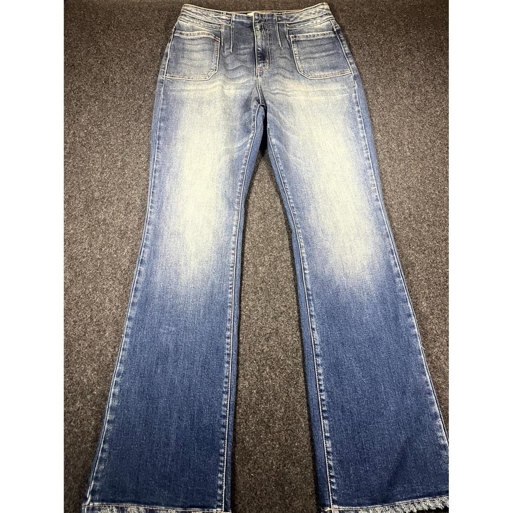Bohme Flare Jeans Womens 28 Blue Dark Wash Denim Stretch Cotton High Rise Casual